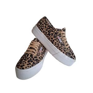 Superga Womens size 8 2790 Fantasy Cotw Leopard Platform Chunky Fashion Sneakers